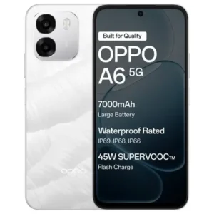 Oppo A6 5G mobile with 7000mAh battery and waterproof feature looking premium telugu