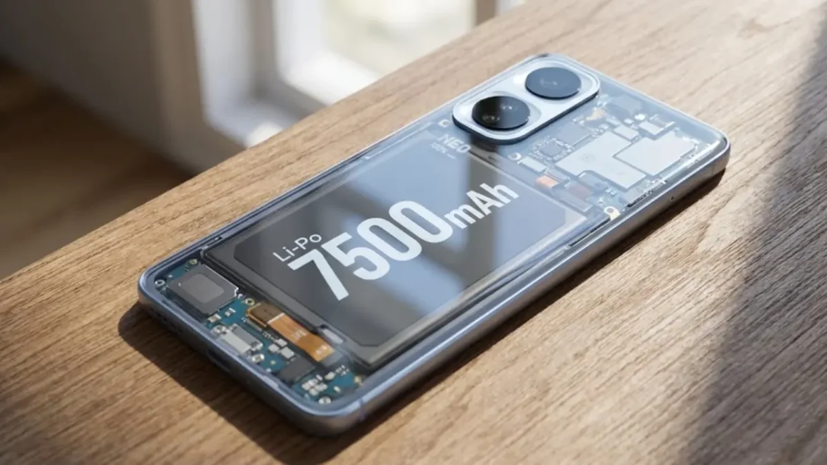 iQOO Neo 11 7500mAh Battery Internal View on Repair Desk with Tools for Telugu Review