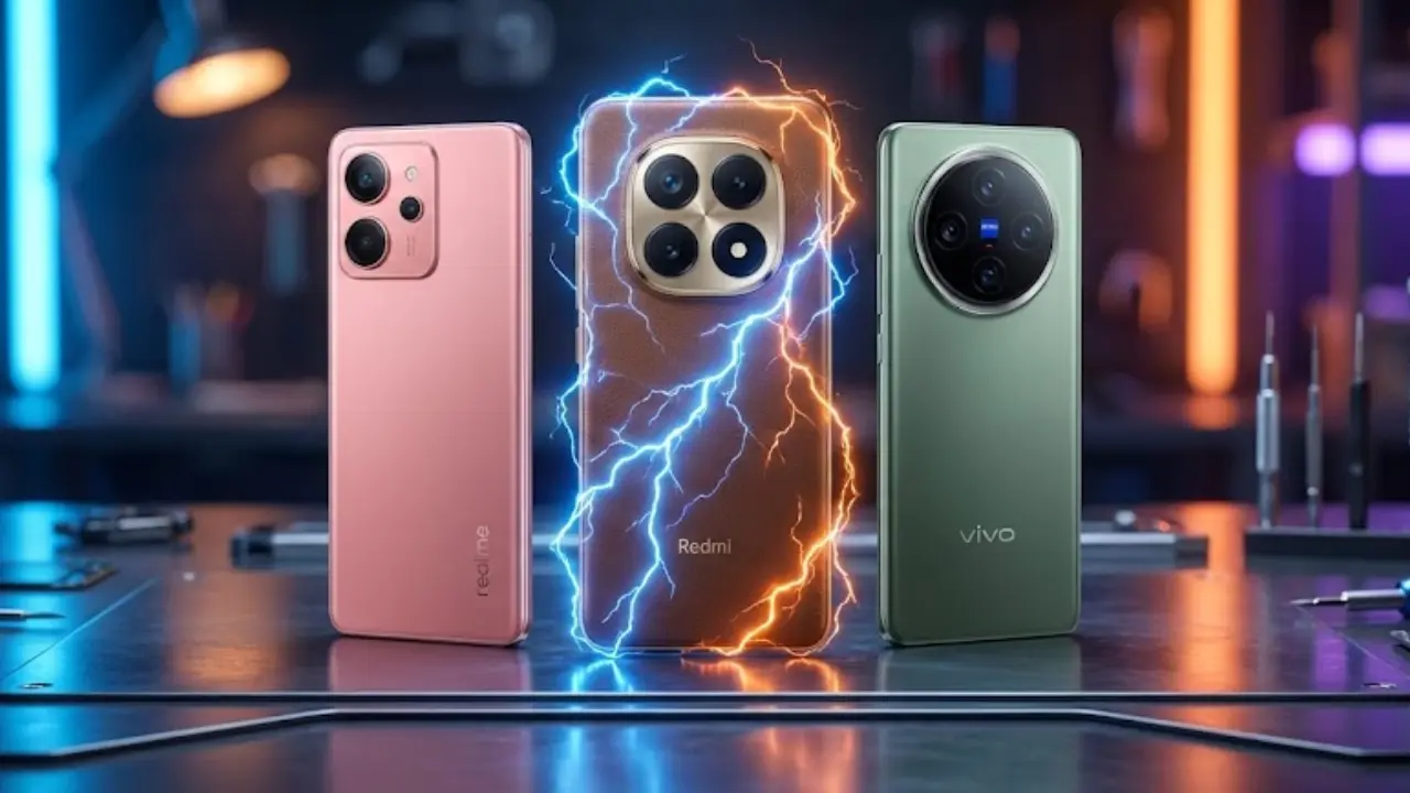 Realme P4 Power with 10001mAh battery, Redmi Note 15 Pro, and Vivo X200T upcoming smartphones launch details in Telugu.