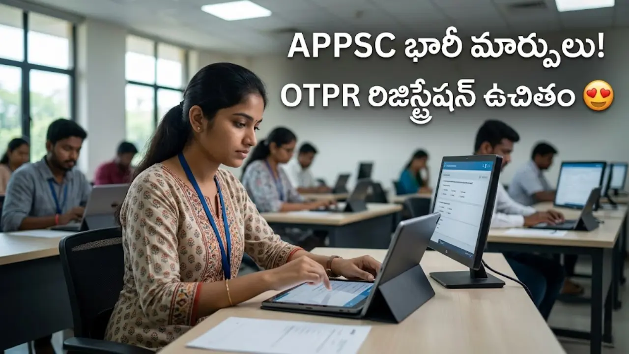 APPSC G.O 42 revised exam charges, free OTPR details, and CBT exam reforms in Telugu.