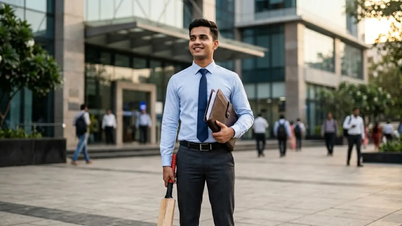 A professional photograph of a young Indian job aspirant representing Bank of Baroda sports quota clerk recruitment 2026 telugu notification.