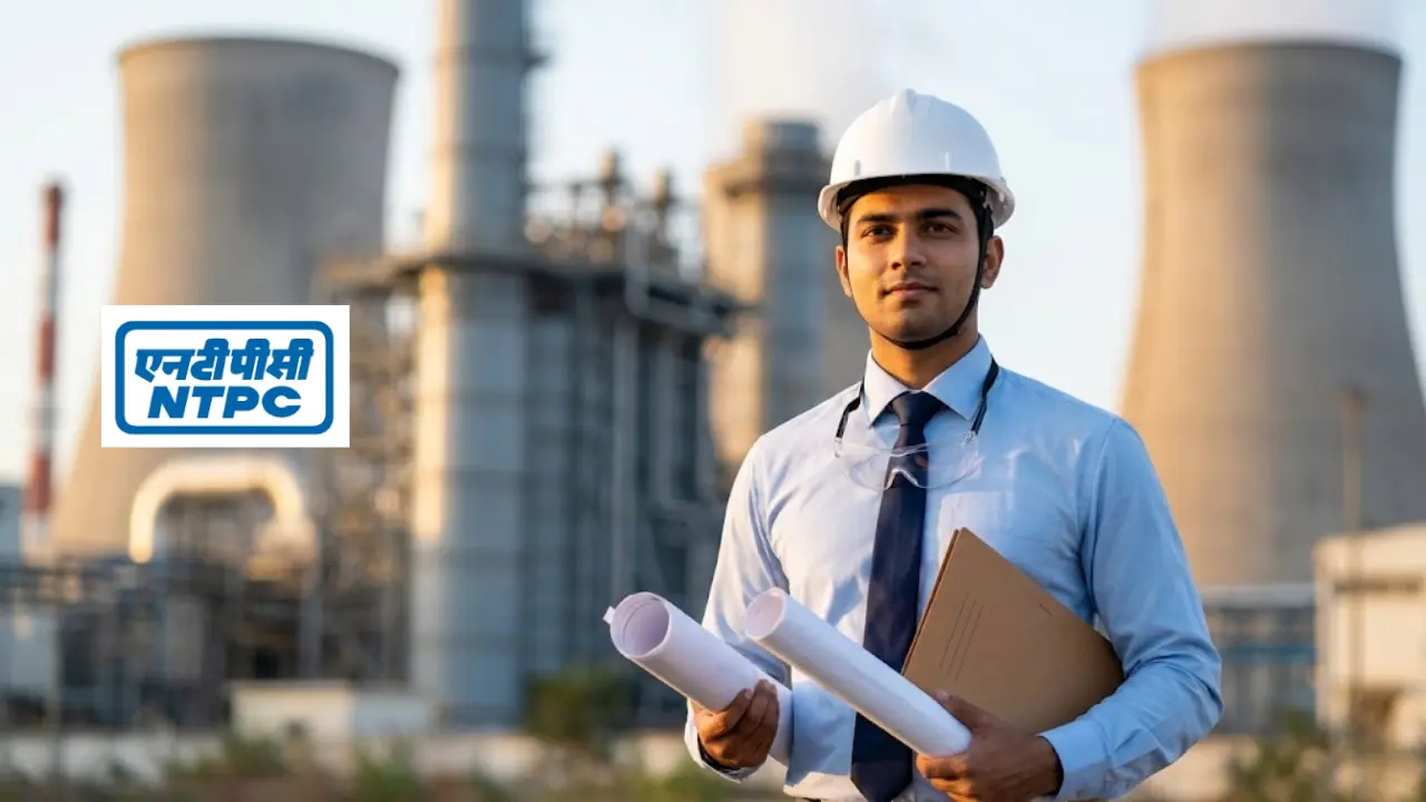 A professional photograph of a young Indian engineer representing NTPC Assistant Executive recruitment 2026 telugu notification for 250 vacancies.