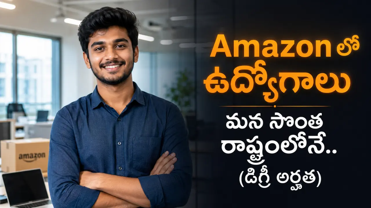 Young Indian professional working in an Amazon operations center for Transportation Representative jobs in Andhra Pradesh 2026. No application fee required.