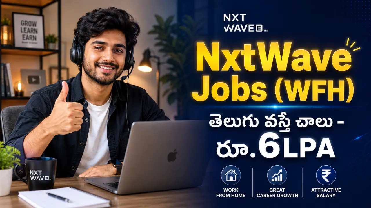 Young Indian professional working from home for NxtWave Business Development Associate jobs in Telugu 2026. Earn 6 LPA with WFH sales and counseling jobs.
