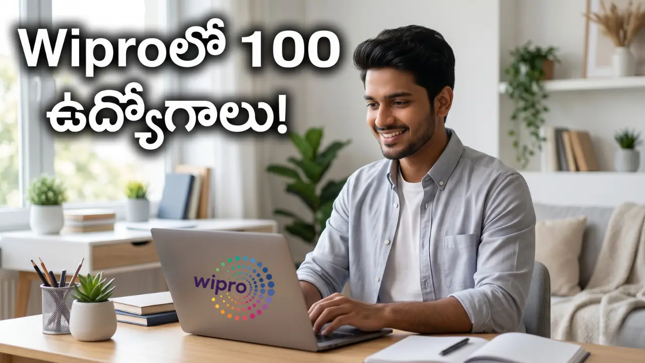 A professional photograph of a job aspirant working from home representing Wipro mapping recruitment 2026 telugu notification.