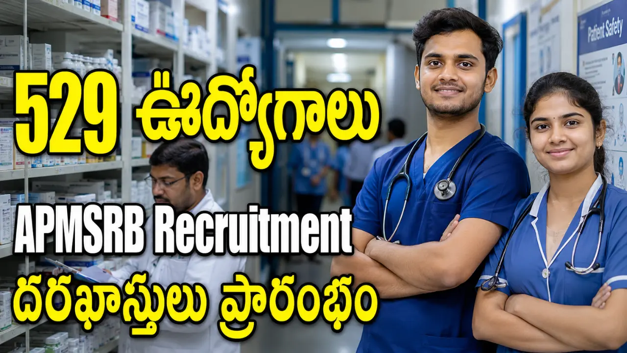 APMSRB Recruitment 2026 notification for 529 Staff Nurse Pharmacist and MRW vacancies