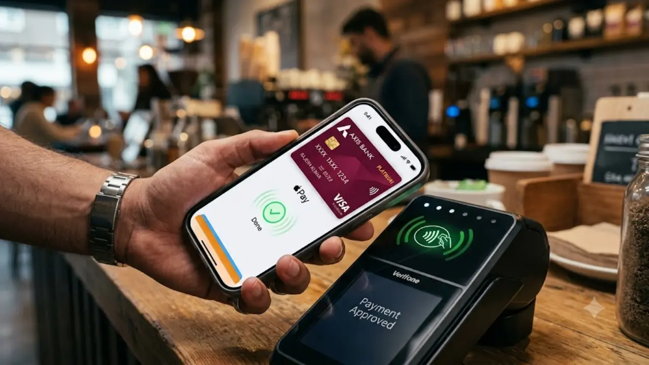 Apple Pay contactless payment on iPhone using Axis Bank credit card in India