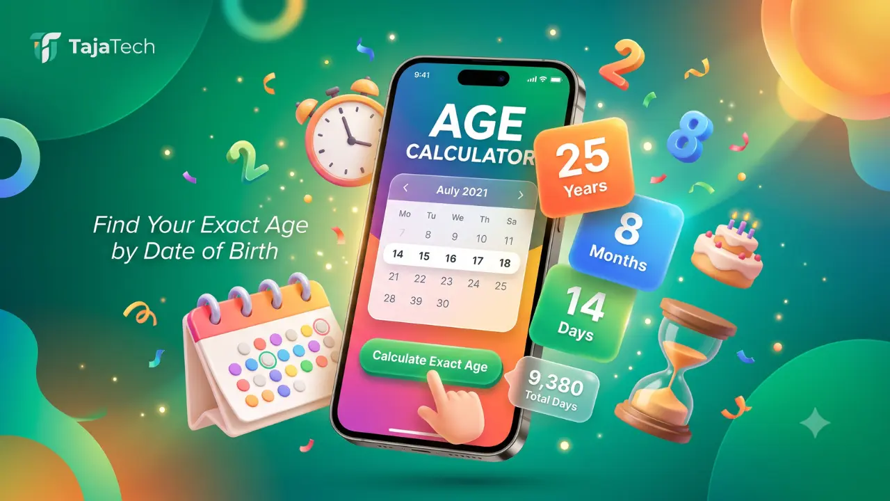 Age calculator by date of birth tool showing exact age in years, months, and days
